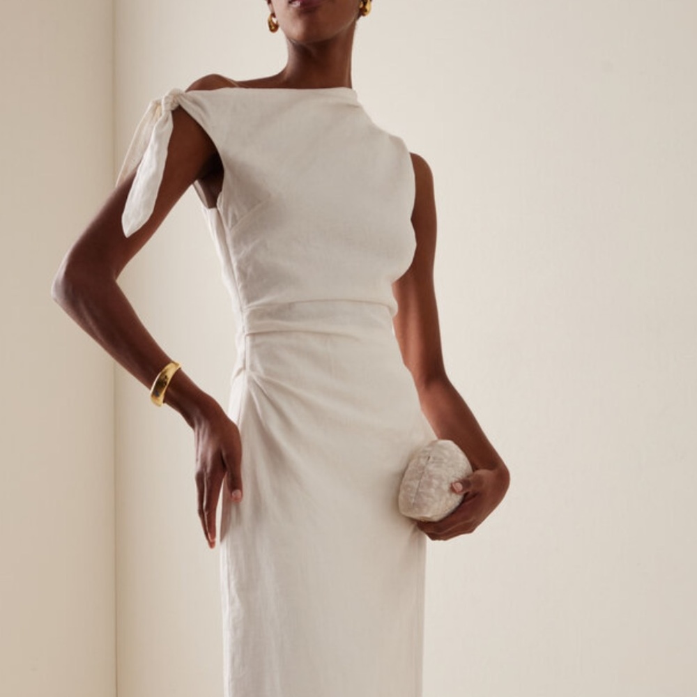 Sir the Label Tamara Linen Twist Dress Ivory 1